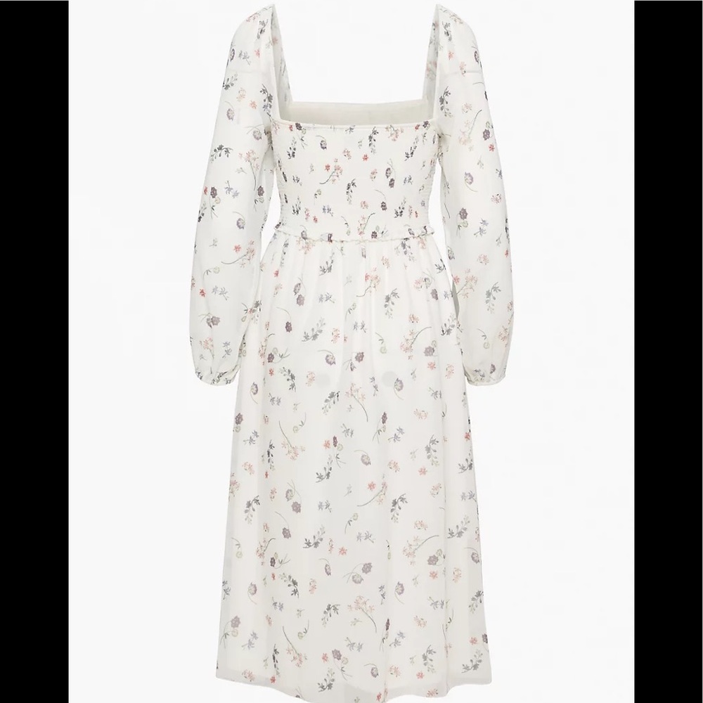 Aritzia White Floral Midi Dress with Puff Sleeves - Picture 2 of 14